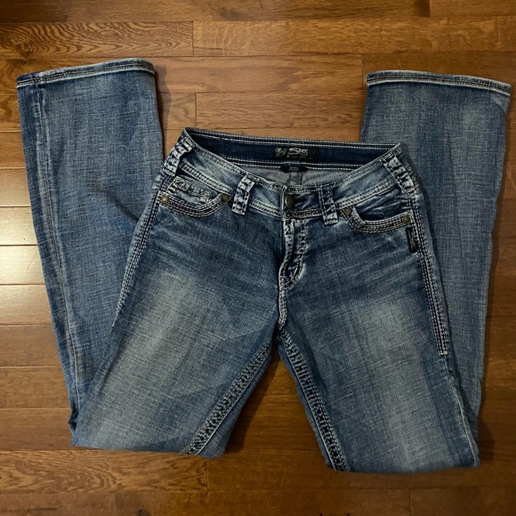 Silver Jeans Suki Flap Pockets Medium Blue Wash Stretch Size W27” L32” - Picture 4 of 12